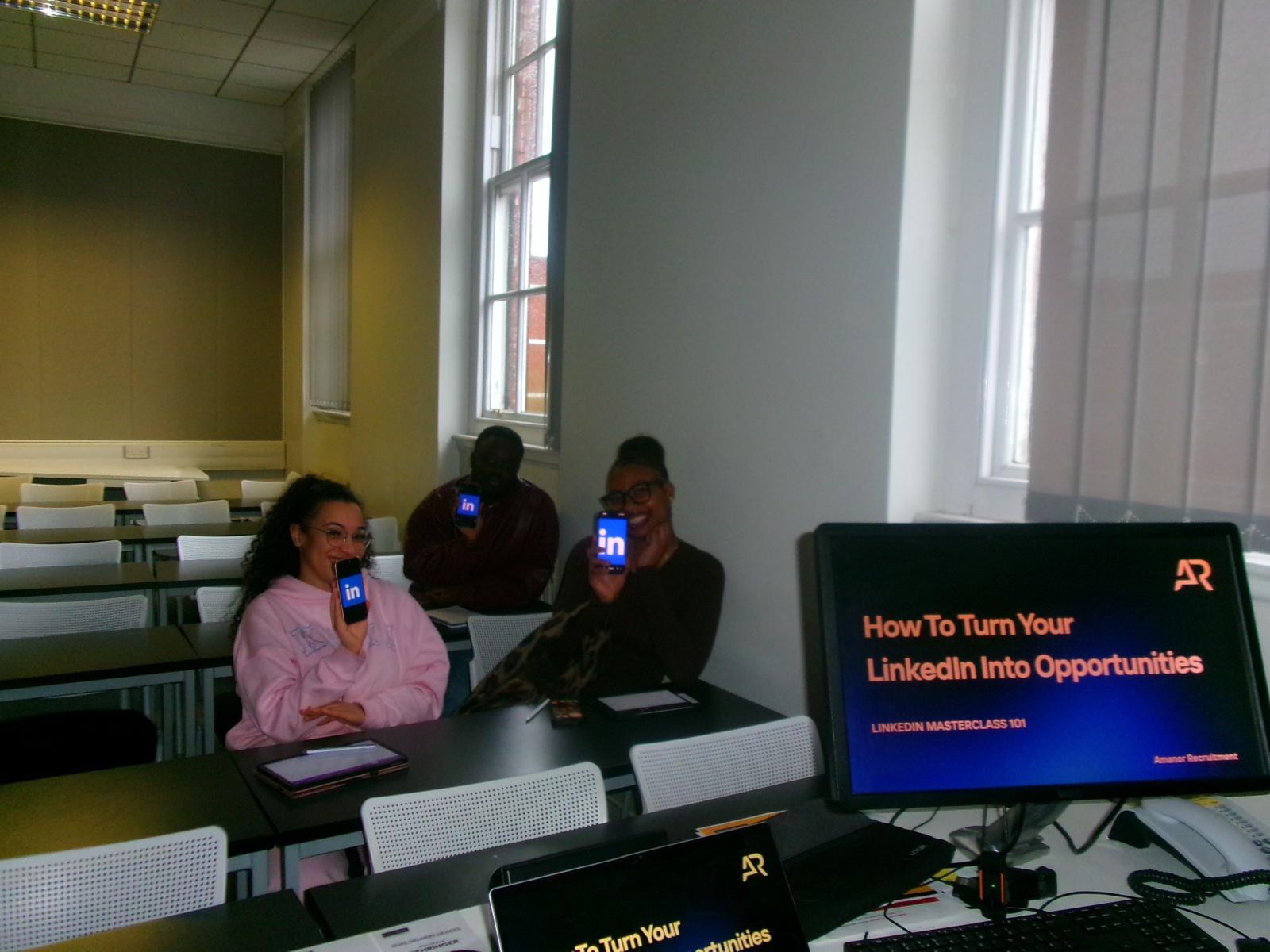 Students at the University of Manchester LinkedIn masterclass
